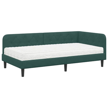 Cornice del letto ad angolo Verde Scuro 100 x 200 cm Velluto | homemem39