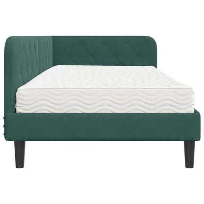 Cornice del letto ad angolo Verde Scuro 100 x 200 cm Velluto | homemem39