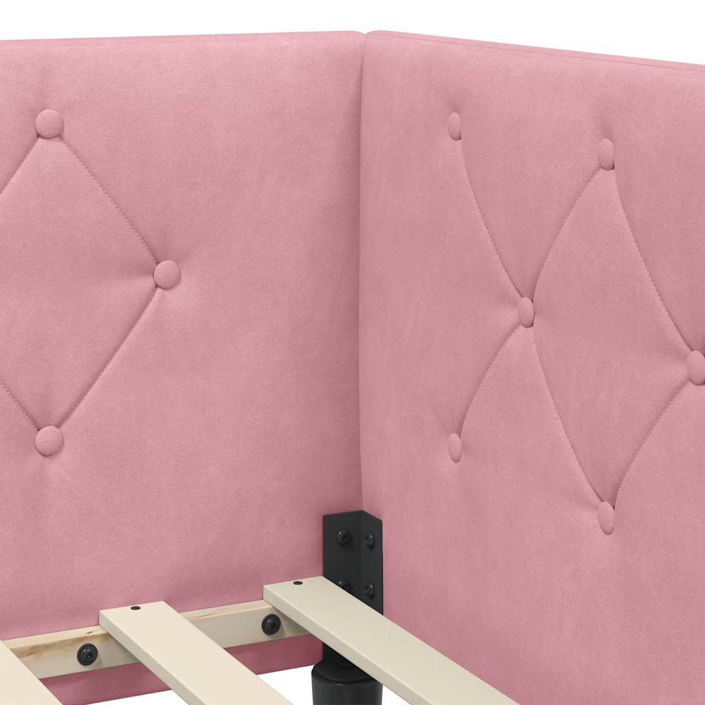 Cornice del letto ad angolo Rosa 100 x 200 cm Velluto | homemem39