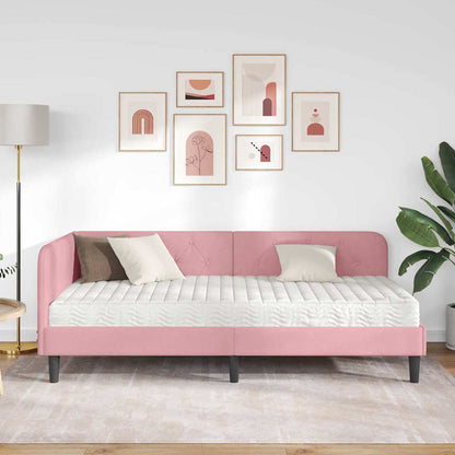 Cornice del letto ad angolo Rosa 100 x 200 cm Velluto | homemem39
