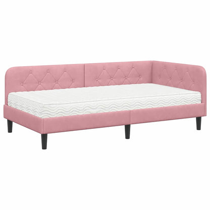 Cornice del letto ad angolo Rosa 100 x 200 cm Velluto | homemem39