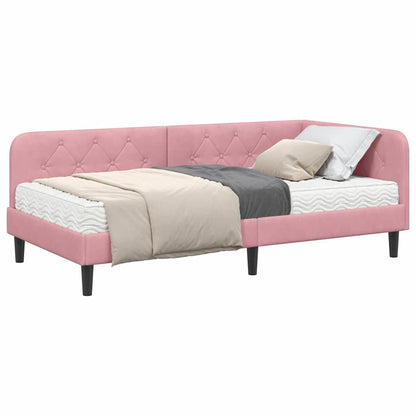 Cornice del letto ad angolo Rosa 100 x 200 cm Velluto | homemem39