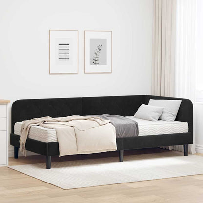 Cornice del letto ad angolo Nero 100 x 200 cm Velluto