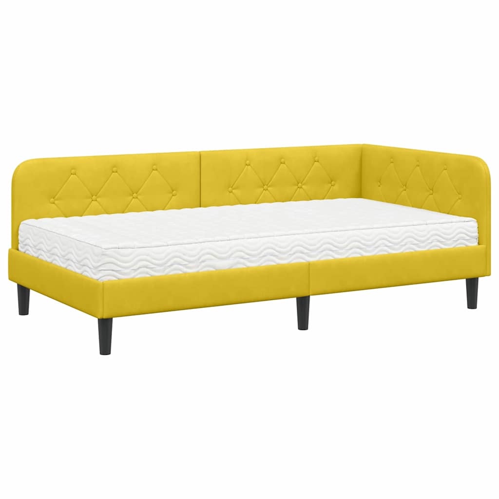 Cornice del letto ad angolo Giallo 100 x 200 cm Velluto | homemem39