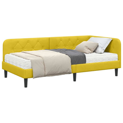 Cornice del letto ad angolo Giallo 100 x 200 cm Velluto