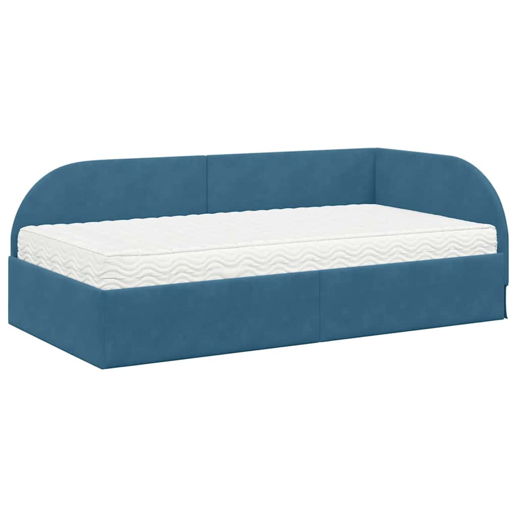 Struttura Letto Angolare con Materasso 2 pcs Blu Velluto