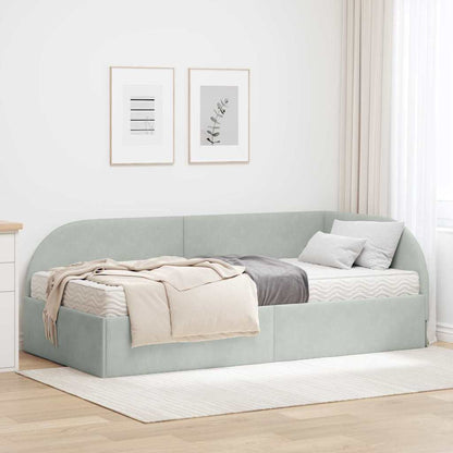 Struttura Letto Angolare con Materasso 2 pcs Grigio chiaro