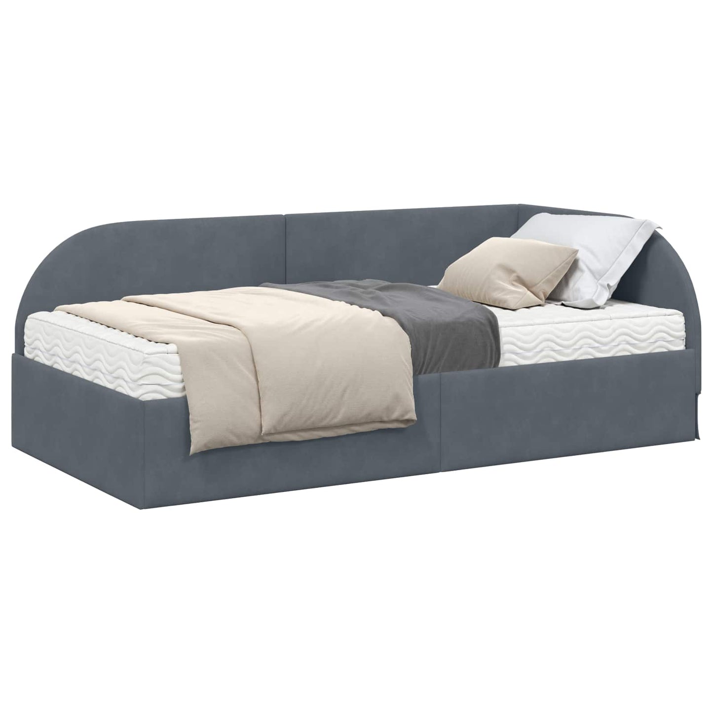 Struttura Letto Angolare con Materasso 2 pcs Grigio Velluto