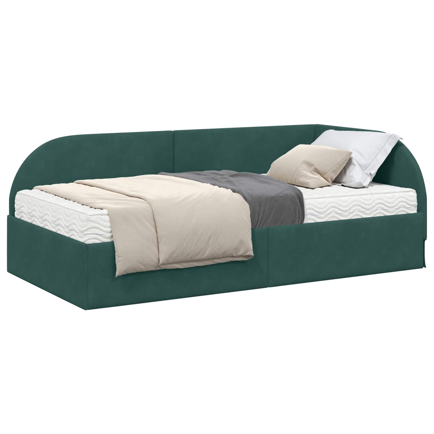 Struttura Letto Angolare con Materasso 2 pcs Verde Velluto
