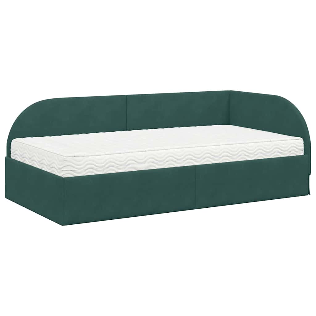 Struttura Letto Angolare con Materasso 2 pcs Verde Velluto