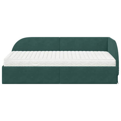 Struttura Letto Angolare con Materasso 2 pcs Verde Velluto