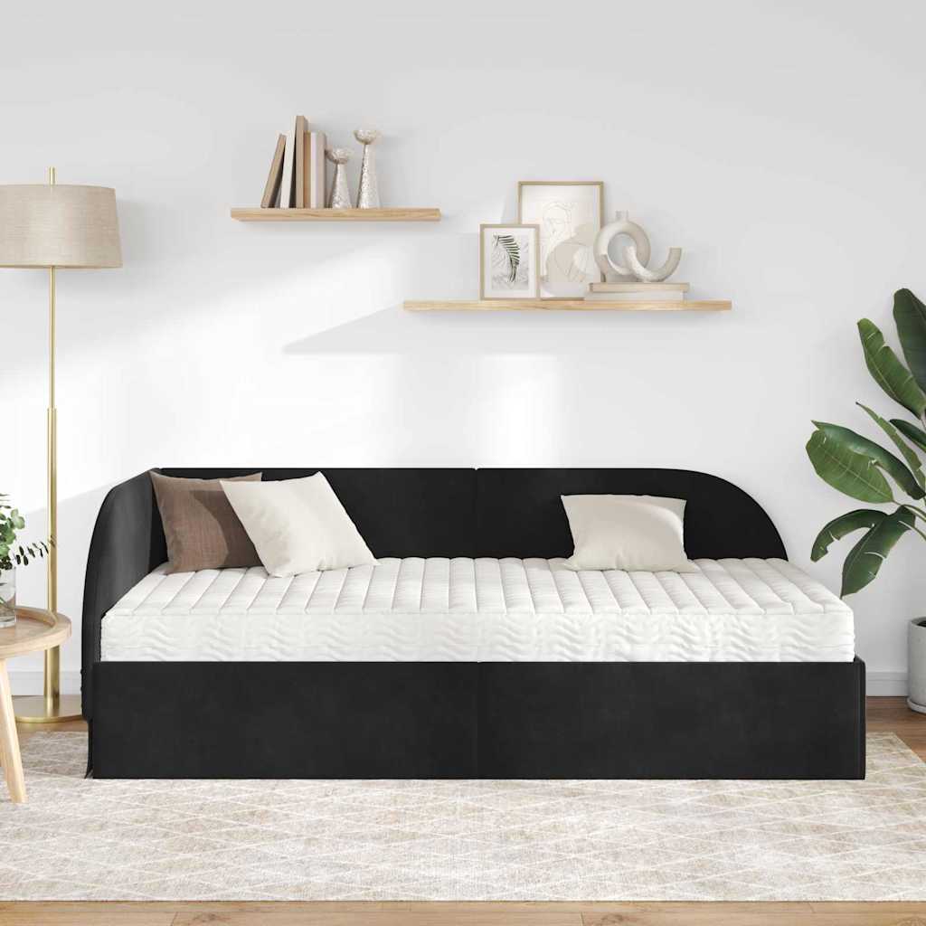 Struttura Letto Angolare con Materasso 2 pcs Nero Velluto