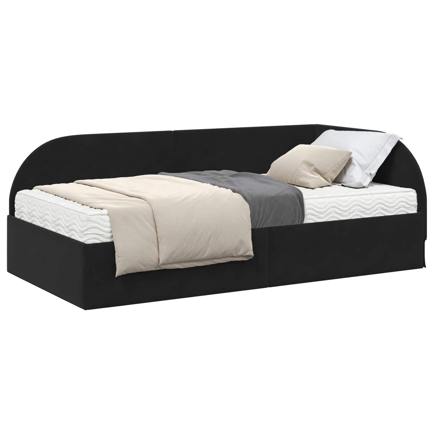Struttura Letto Angolare con Materasso 2 pcs Nero Velluto