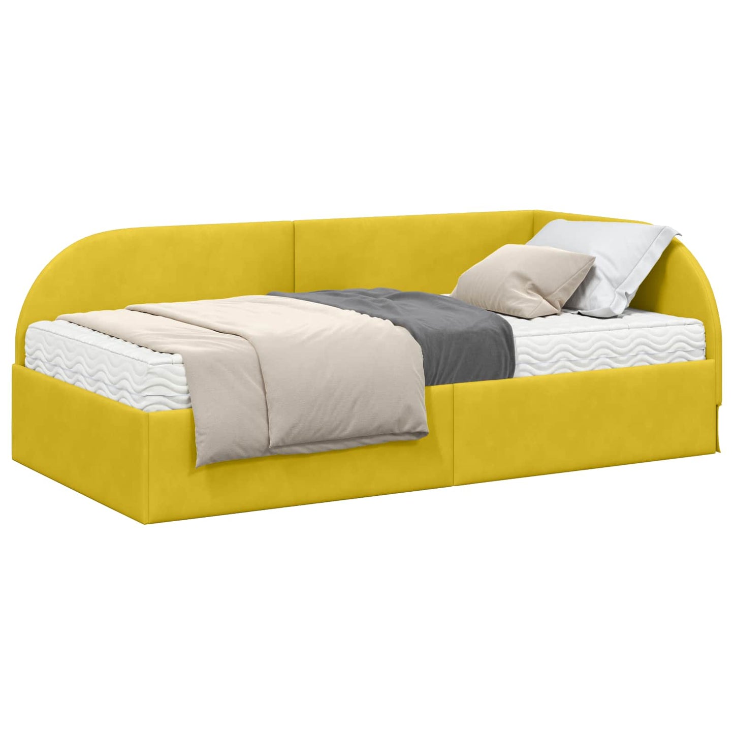 Struttura Letto Angolare con Materasso 2 pcs Giallo Velluto