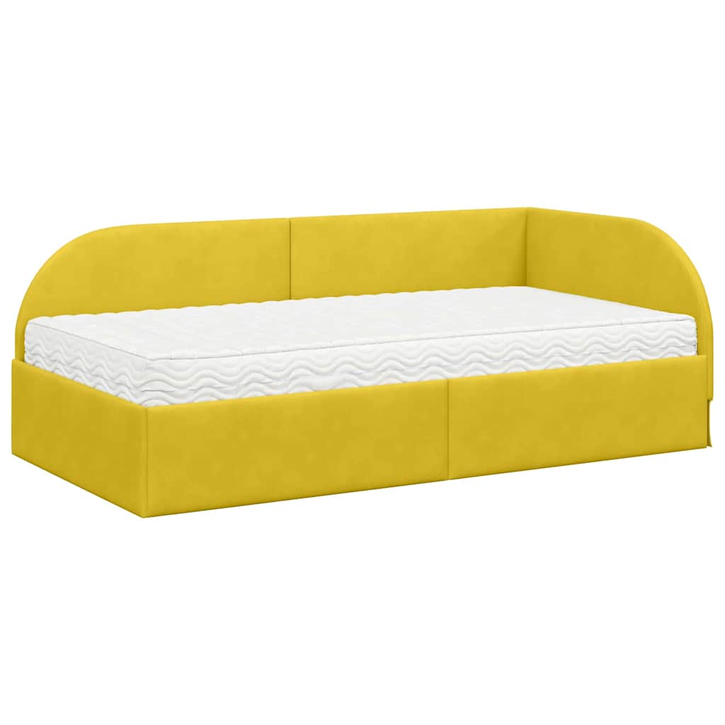 Struttura Letto Angolare con Materasso 2 pcs Giallo Velluto