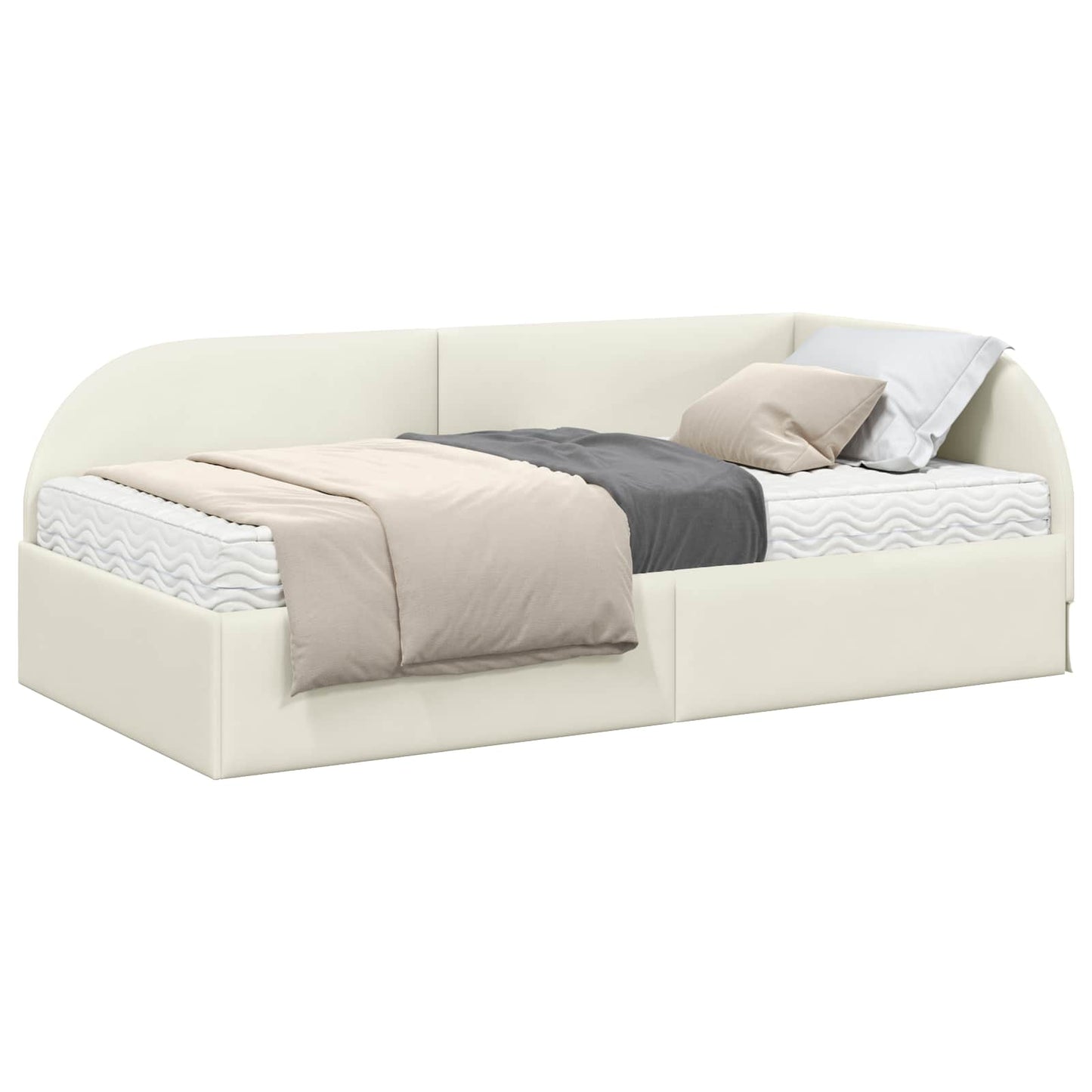 Struttura Letto Angolare con Materasso 2 pcs Crema Velluto