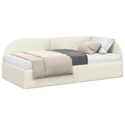 Struttura Letto Angolare con Materasso 2 pcs Crema Velluto