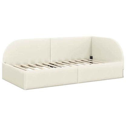 Struttura Letto Angolare con Materasso 2 pcs Crema Velluto
