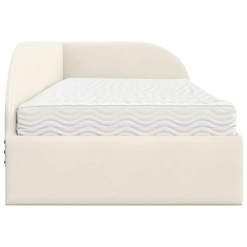 Struttura Letto Angolare con Materasso 2 pcs Crema Velluto