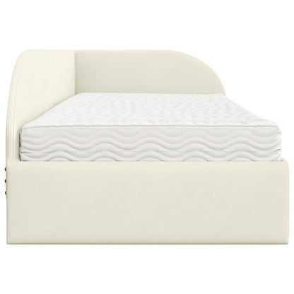 Struttura Letto Angolare con Materasso 2 pcs Crema Velluto