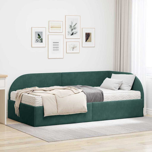 Struttura Letto Angolare con Materasso 2 pcs Verde Velluto