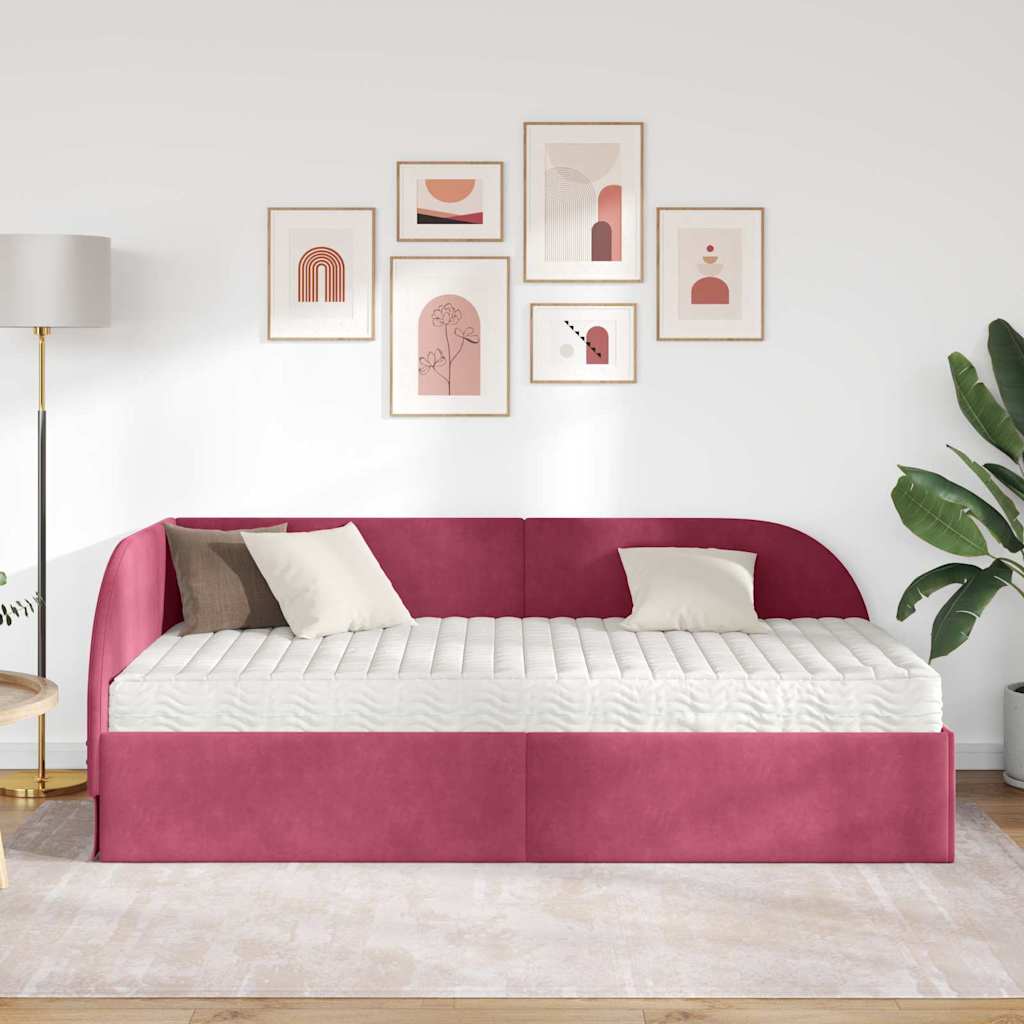 Struttura Letto Angolare con Materasso 2 pcs Verde Velluto