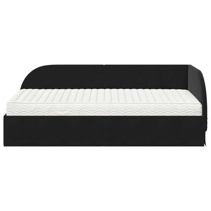 Struttura Letto Angolare con Materasso 2 pcs Nero Velluto