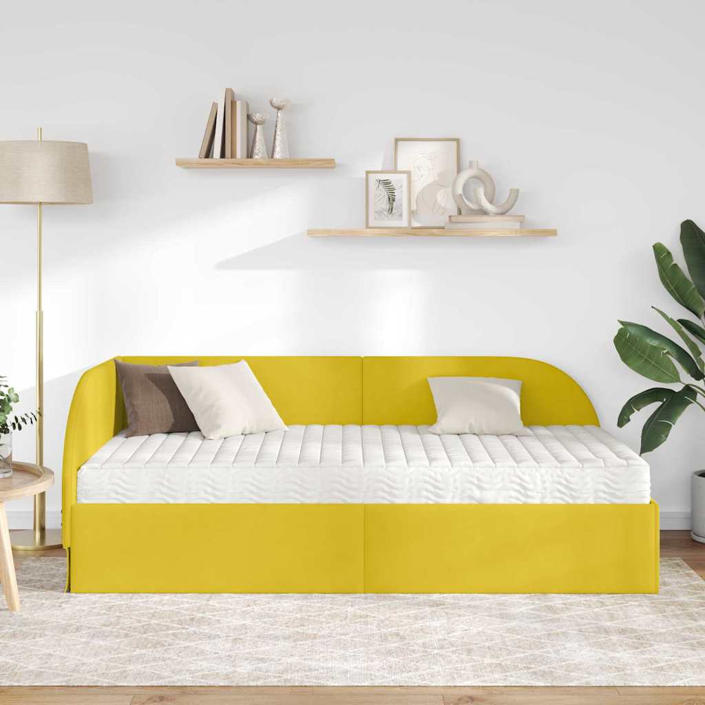Struttura Letto Angolare con Materasso 2 pcs Giallo Velluto