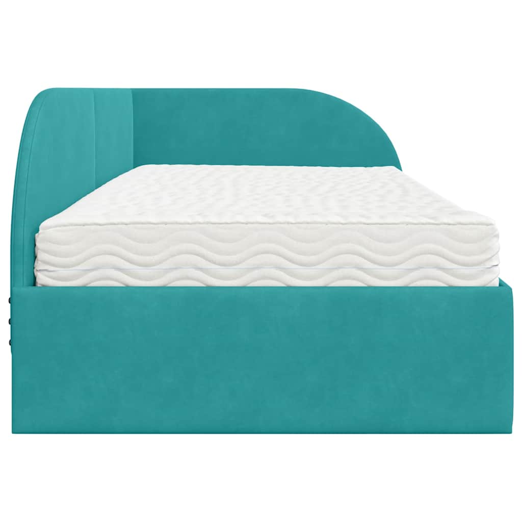 Struttura Letto Angolare con Materasso 2 pcs Turchese Velluto