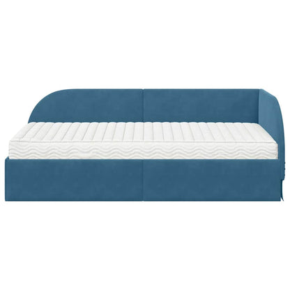 Struttura Letto Angolare con Materasso 2 pcs Blu Velluto