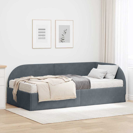 Struttura Letto Angolare con Materasso 2 pcs Grigio Velluto