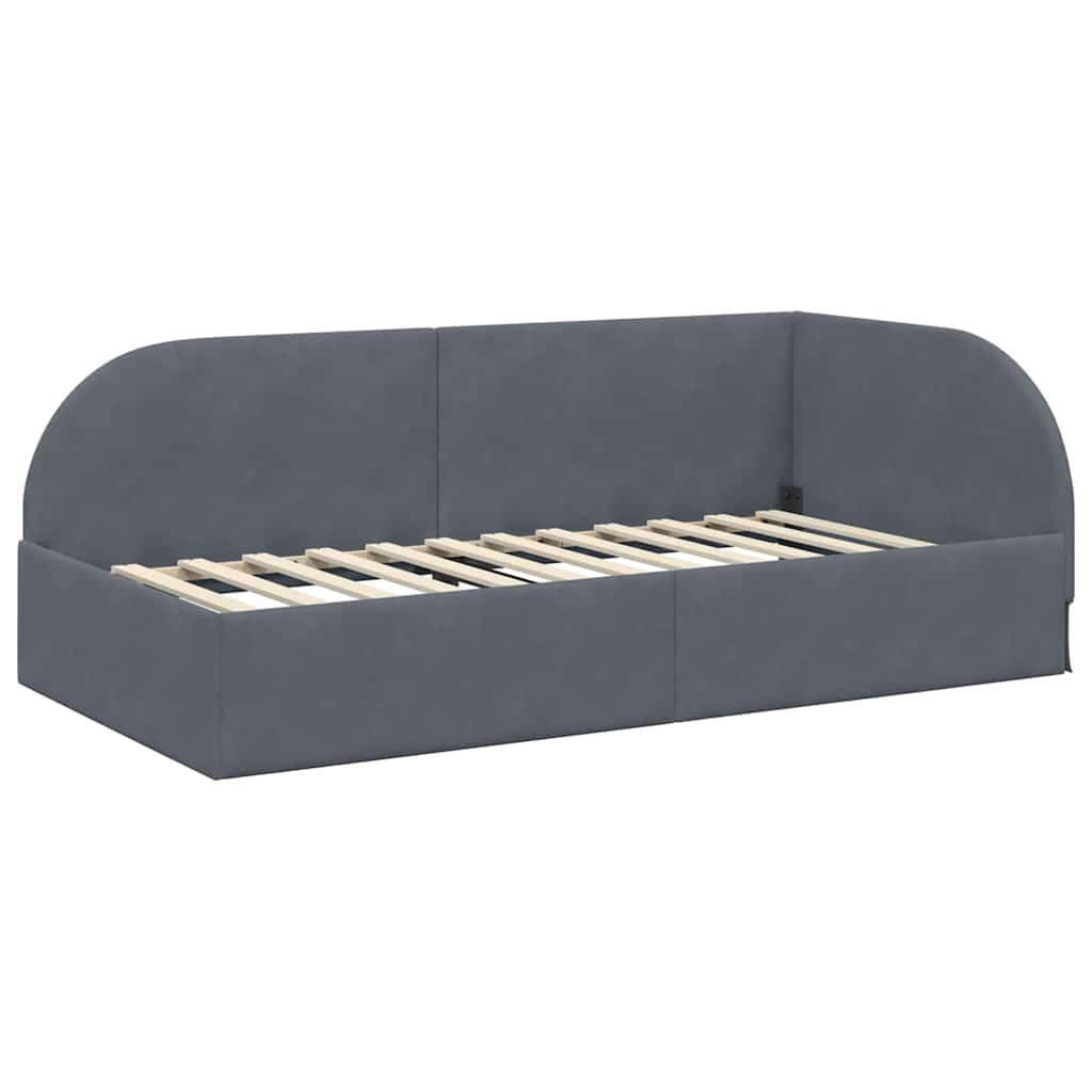 Struttura Letto Angolare con Materasso 2 pcs Grigio Velluto