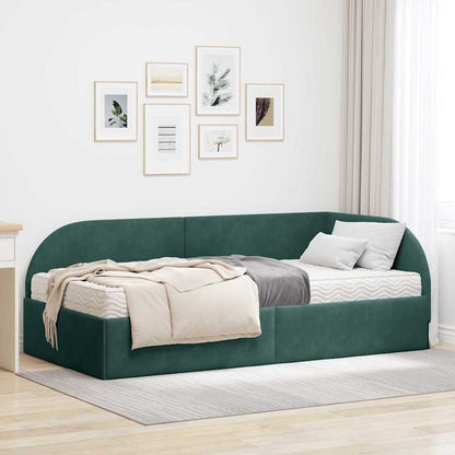 Struttura Letto Angolare con Materasso 2 pcs Verde Velluto