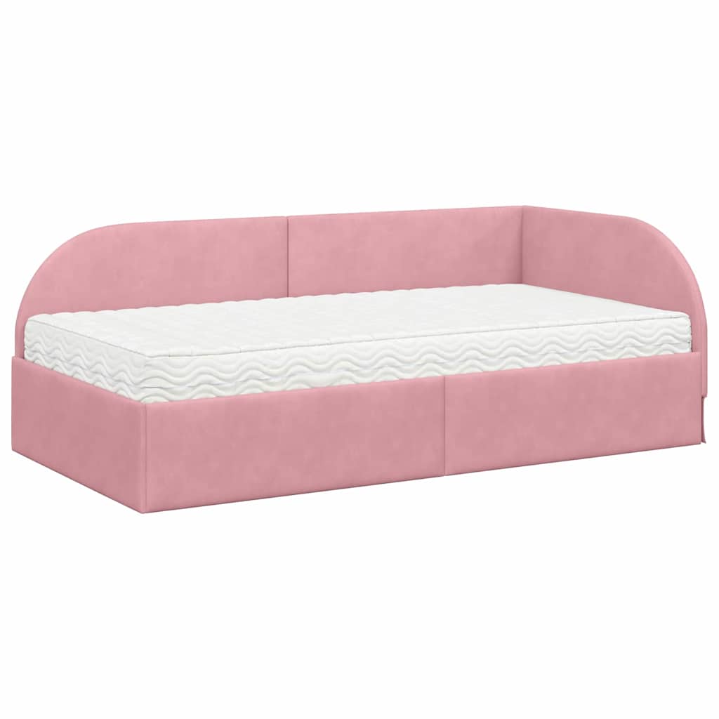 Struttura Letto Angolare con Materasso 2 pcs Rosa Velluto | homemem39