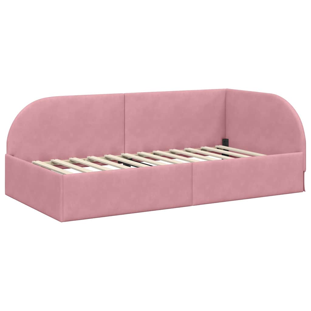 Struttura Letto Angolare con Materasso 2 pcs Rosa Velluto | homemem39