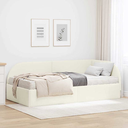 Struttura Letto Angolare con Materasso 2 pcs Crema Velluto | homemem39