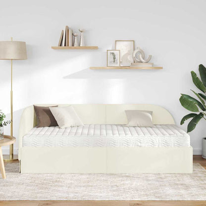 Struttura Letto Angolare con Materasso 2 pcs Crema Velluto | homemem39