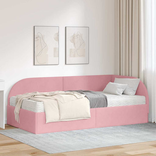 Struttura Letto Angolare con Materasso 2 pcs Rosa Velluto