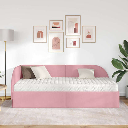 Struttura Letto Angolare con Materasso 2 pcs Rosa Velluto