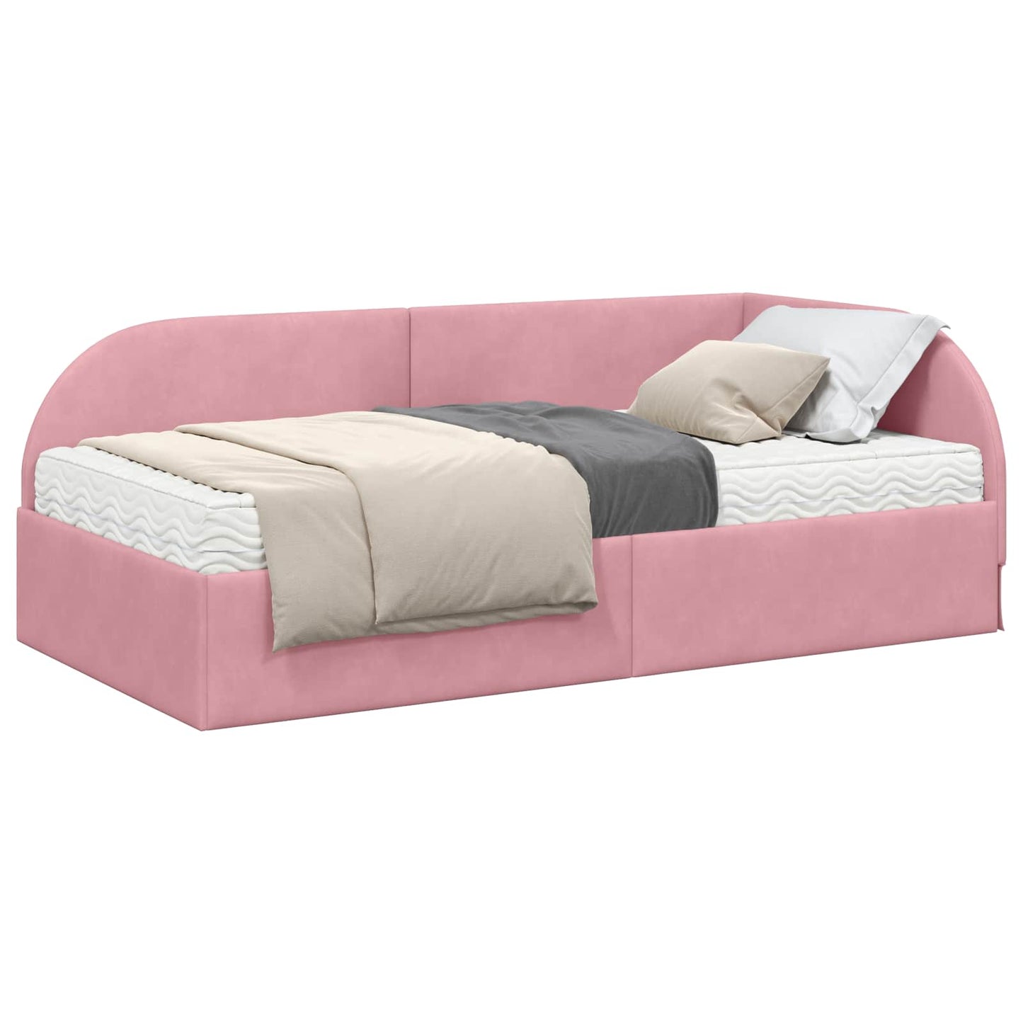 Struttura Letto Angolare con Materasso 2 pcs Rosa Velluto