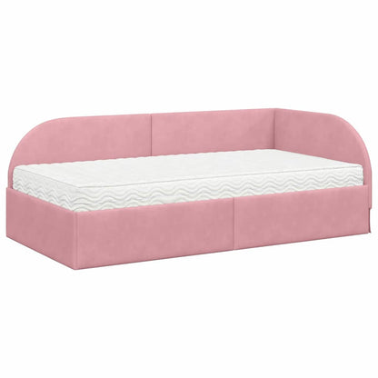 Struttura Letto Angolare con Materasso 2 pcs Rosa Velluto