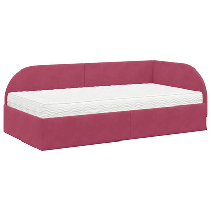 Struttura Letto Angolare con Materasso 2 pcs Rosso Velluto