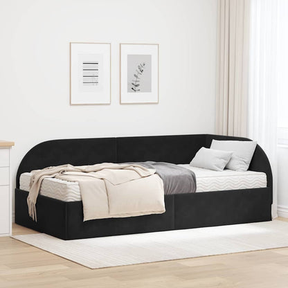 Struttura Letto Angolare con Materasso 2 pcs Nero Velluto