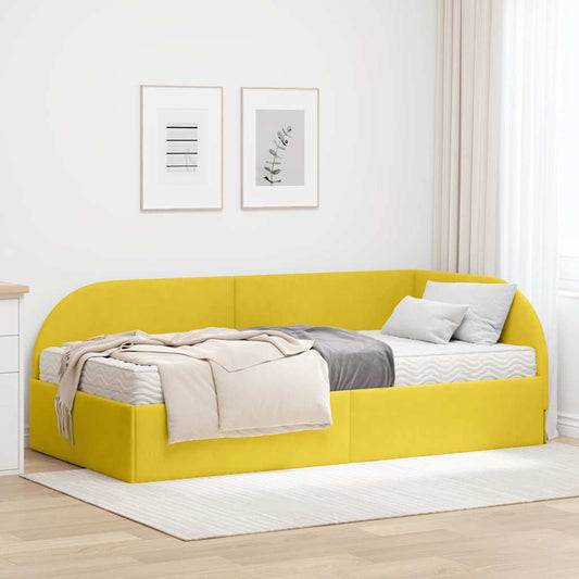 Struttura Letto Angolare con Materasso 2 pcs Giallo Velluto