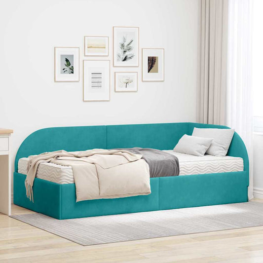 Struttura Letto Angolare con Materasso 2 pcs Turchese Velluto