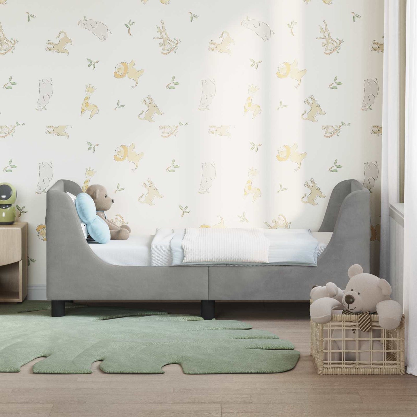 Struttura letto per bambini con testata Grigio Chiaro Velluto