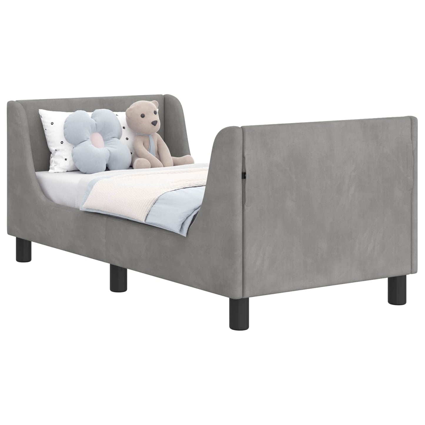 Struttura letto per bambini con testata Grigio Chiaro Velluto