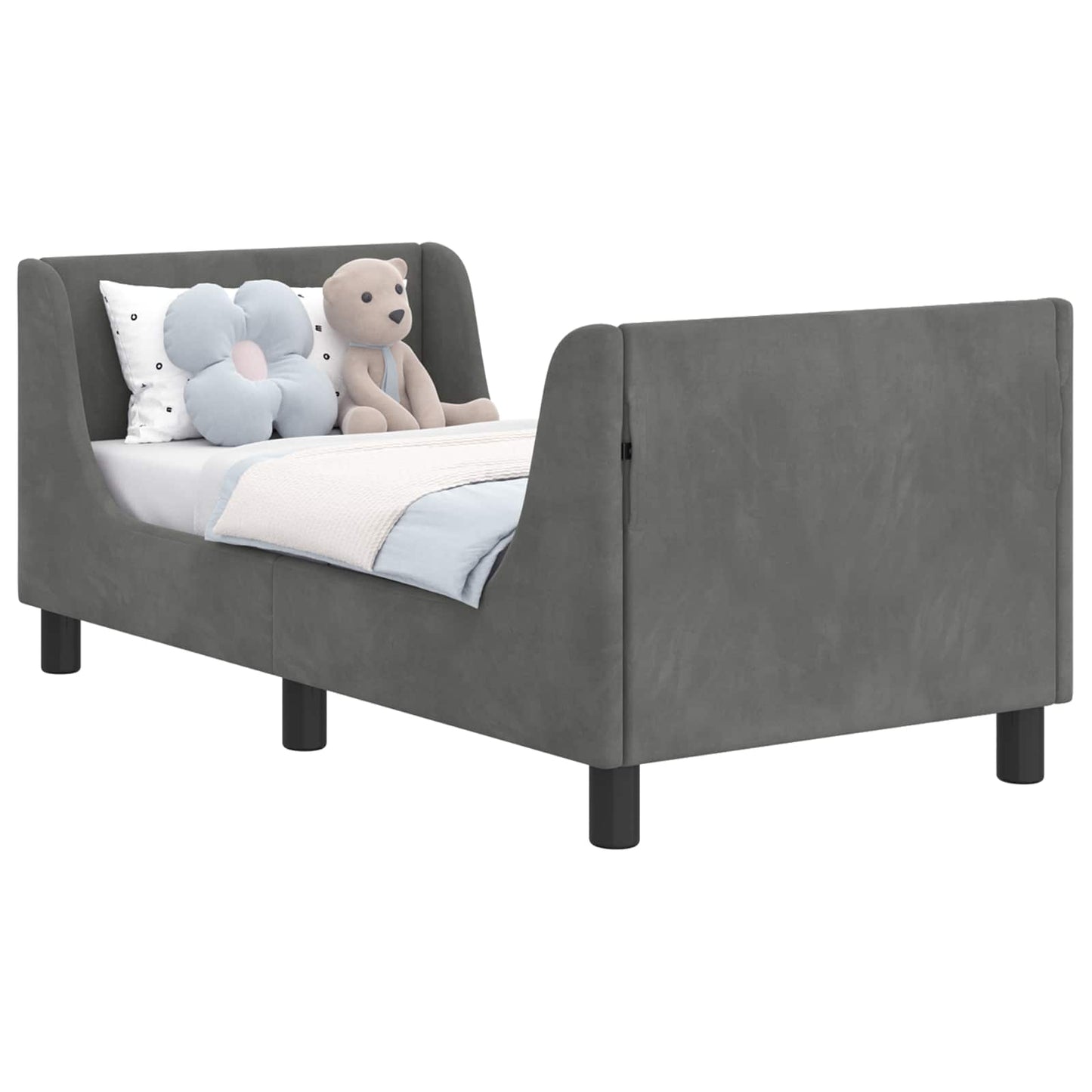 Struttura letto per bambini con testata Grigio Scuro Velluto | homemem39