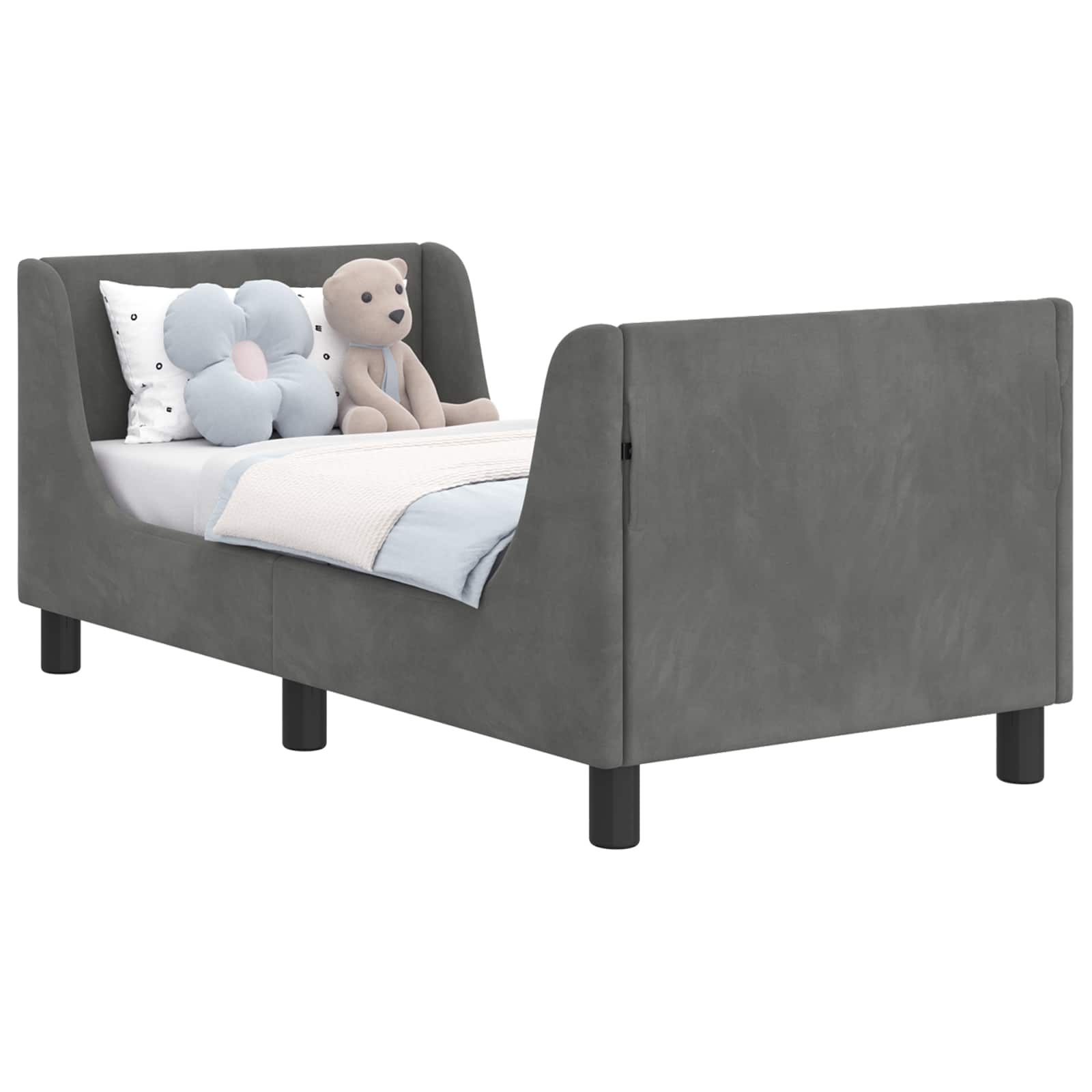 Struttura letto per bambini con testata Grigio Scuro Velluto | homemem39