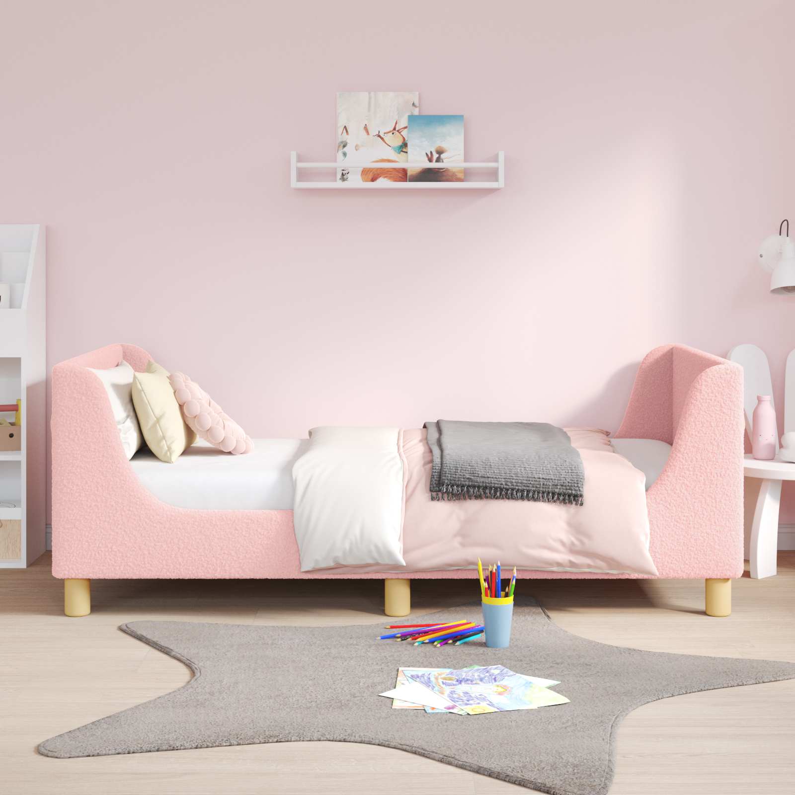 Struttura letto bambini con testata Rosa 80 x 160 cm Bouclé | homemem39